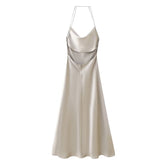 Love Letter Satin Cowl Neck Maxi Dress - Black Ins Street